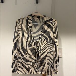 H&M Black and White Zebra Print Blouse